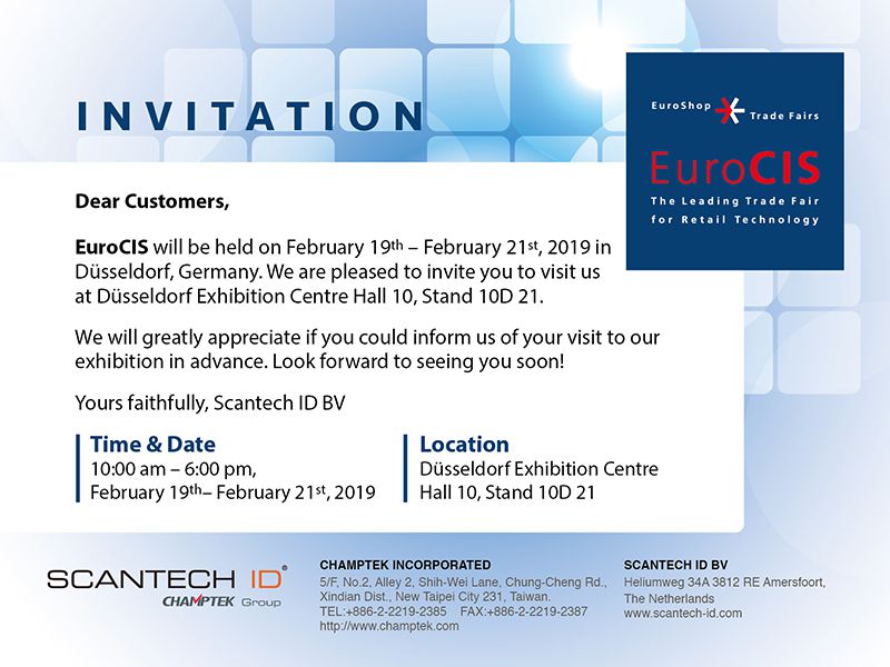 2019 EuroCIS Feb.19-21 in Dusseldorf, Germany!